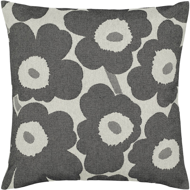 Pieni Unikko Cushion Cover 47x47 cm, Off-white/Charcoal