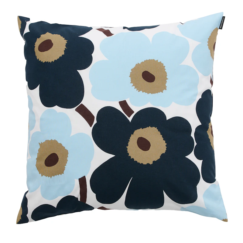 Pieni Unikko Cushion Cover 50x50 cm, Dark Brown / Blueberry