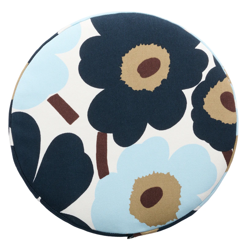 Pieni Unikko Seat Cushion Ø35 cm, Dark Green / Blueberry