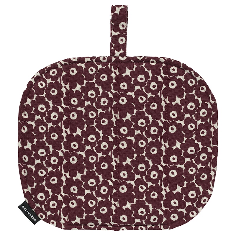 Pikkuinen Unikko Pot Holder 21.5x21.5 cm, Linen/Burgundy