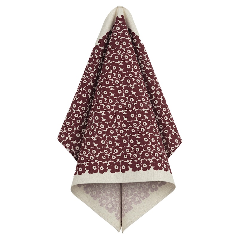 Pikkuninen Unikko Towel 47x70 cm, White/Burgundy