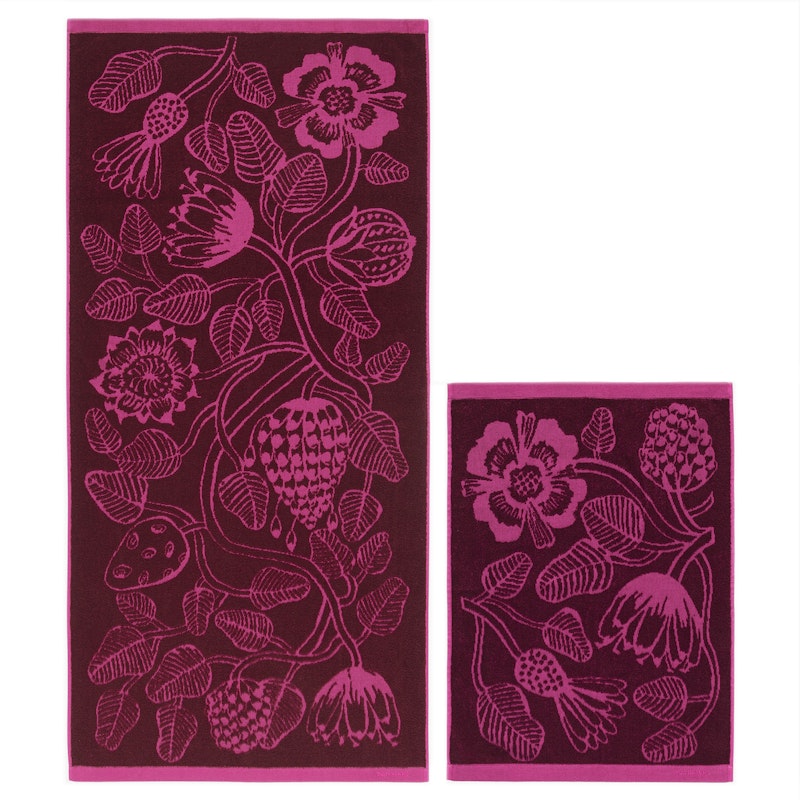 Tiara Terry Towel Set 2 Pieces, Pink/Burgundy