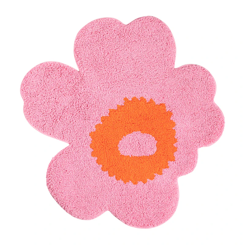 Unikko Terry Bath Rug 73X74 cm, Pink / Orange