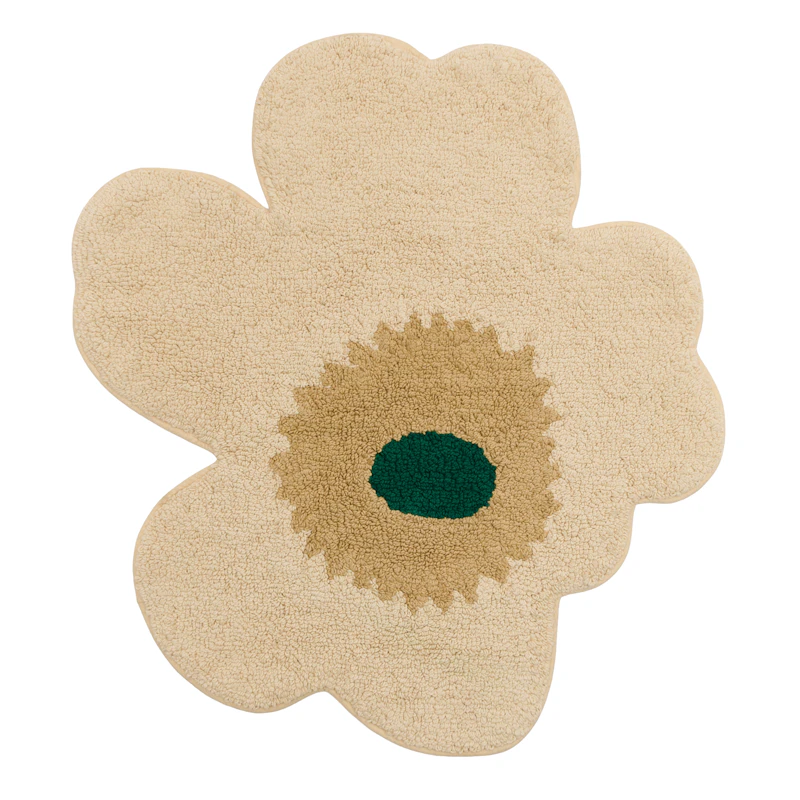 Unikko Bath Rug 73X74 cm, Sand / Emerald