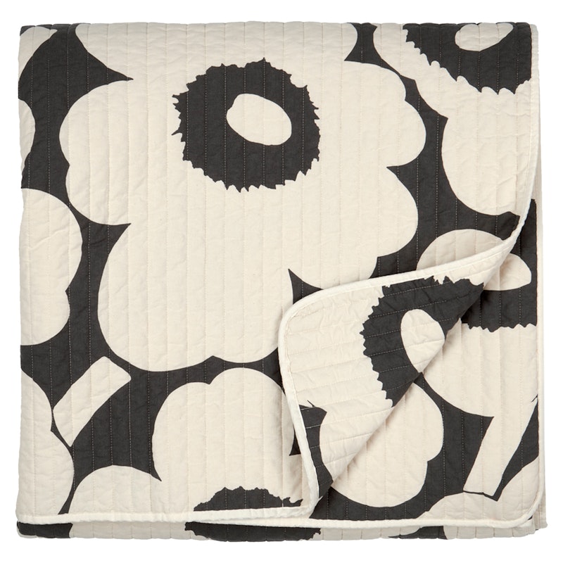 Unikko Bedspread 260x260 cm, Off-white/Charcoal