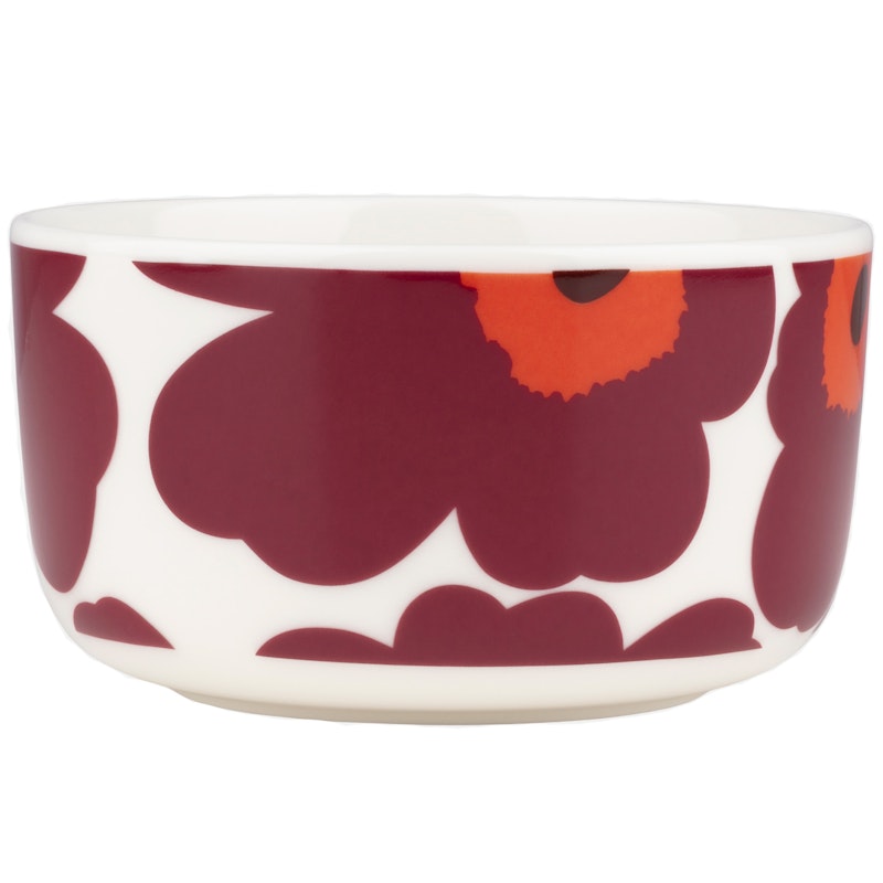 Oiva/Unikko Bowl 50 cl, White / Red / Burgundy