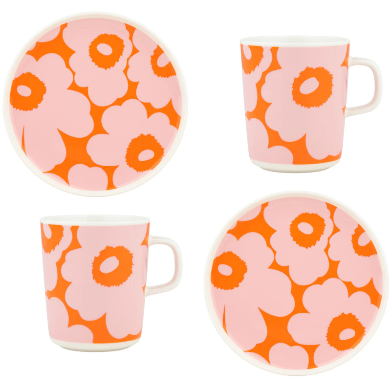 Unikko Breakfast Set, Red Orange / Pink