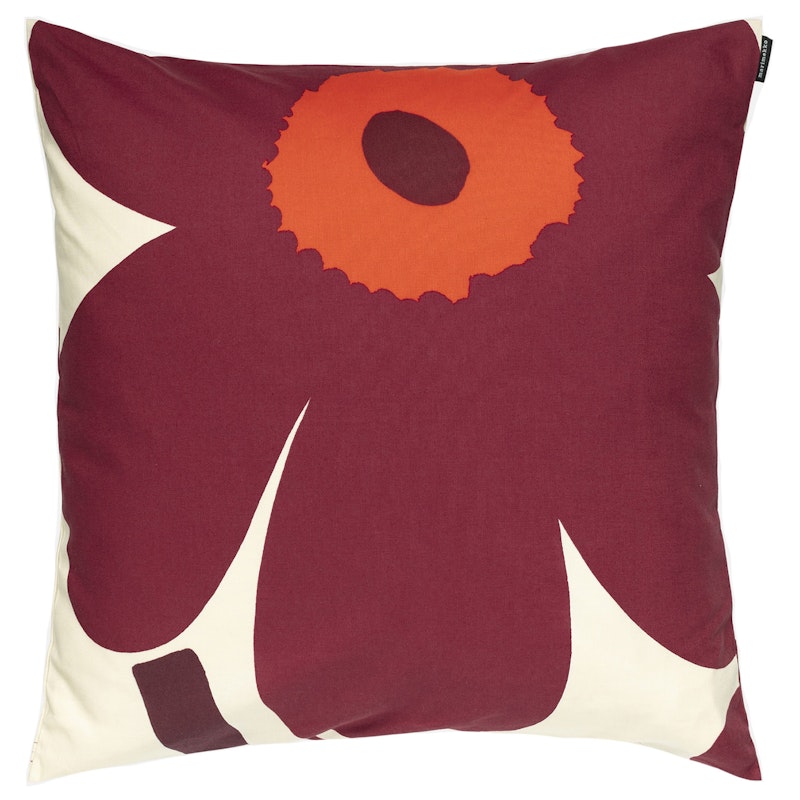 Unikko Cushion Cover 50x50 cm, Vanilla/Burgundy