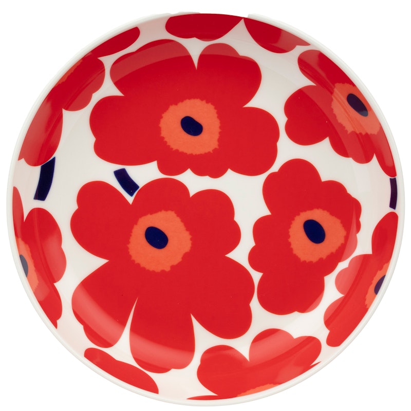 Unikko/Oiva Deep Plate 20,5 cm, White / Blue / Red