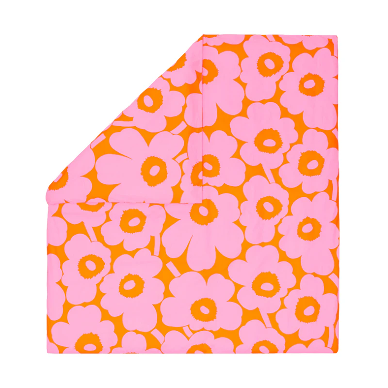 Unikko Duvet Cover 240x220 cm, Pink / Orange