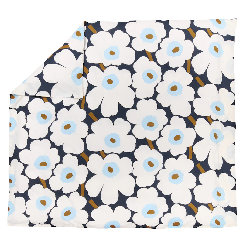 Unikko Duvet Cover 220x240 cm, Off-white / Blueberry