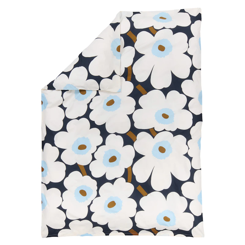 Unikko Duvet Cover 140x200 cm, Off-white / Blueberry