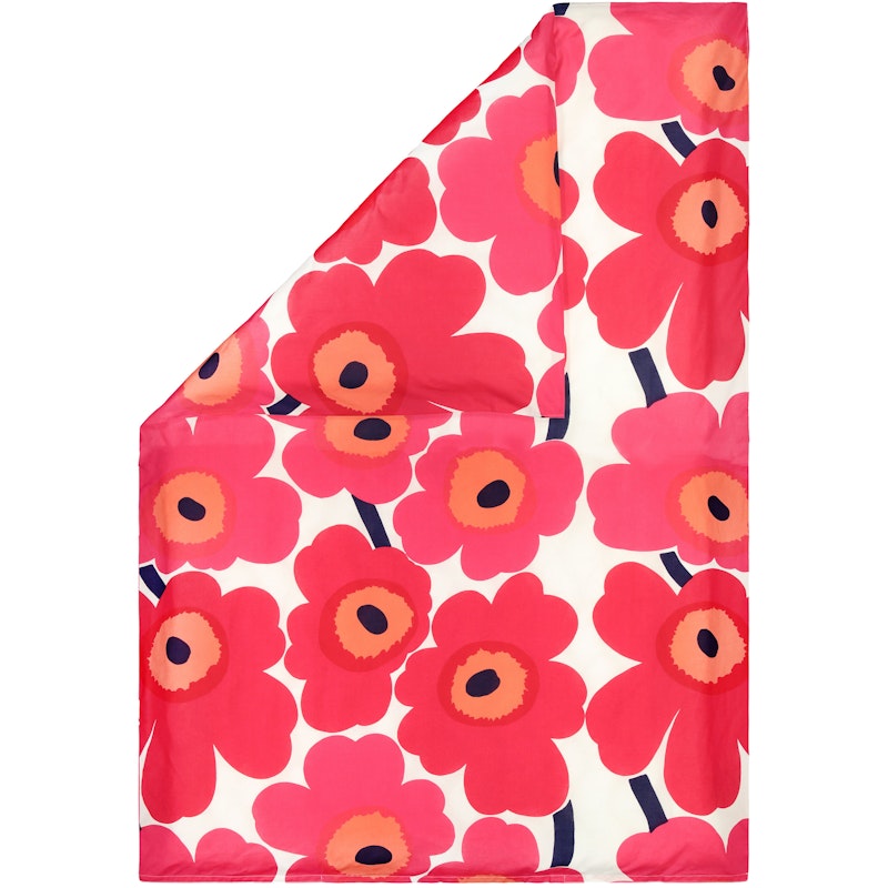 Unikko Duvet Cover White / Red, 210x210 cm