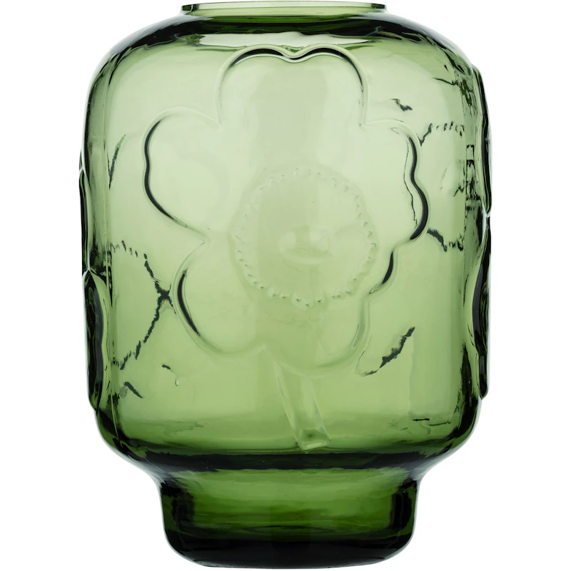 Unikko Glass Vase 18 cm, Olive