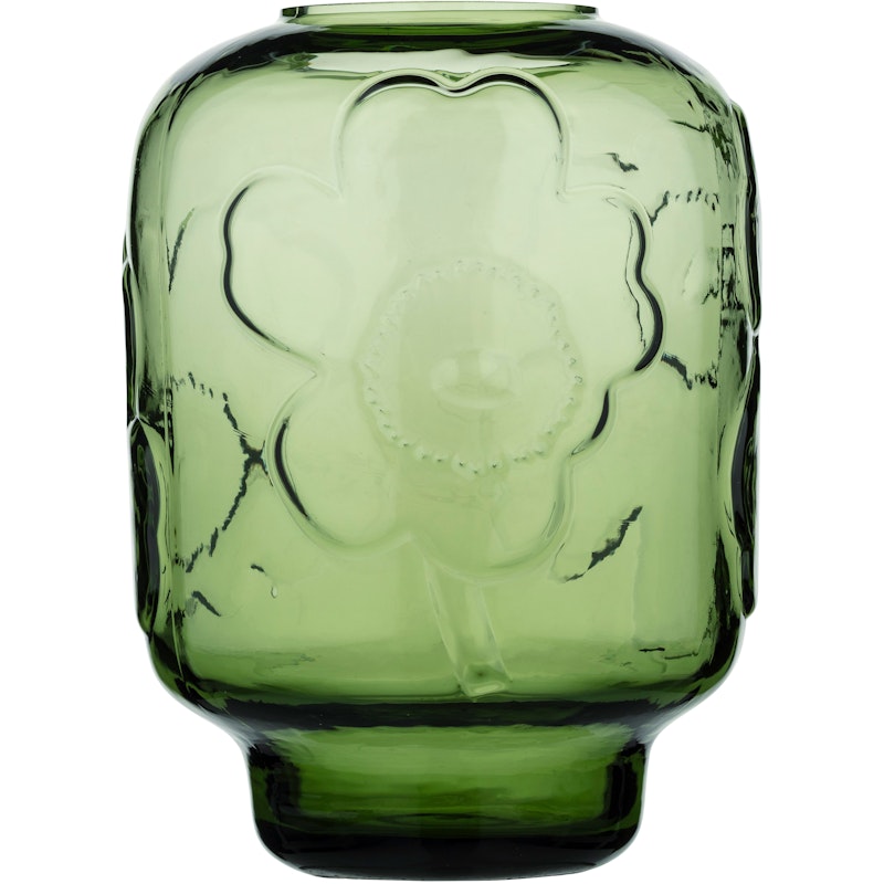 Unikko Glass Vase 18 cm, Olive