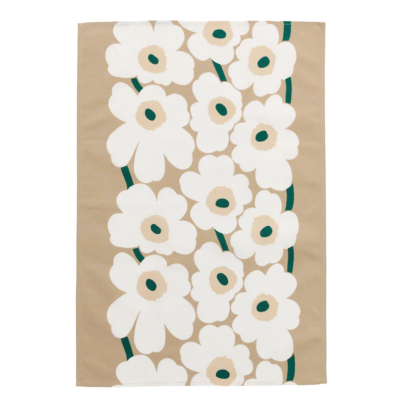 Unikko Kitchen Towel 43X70 cm, Sand / Emerald