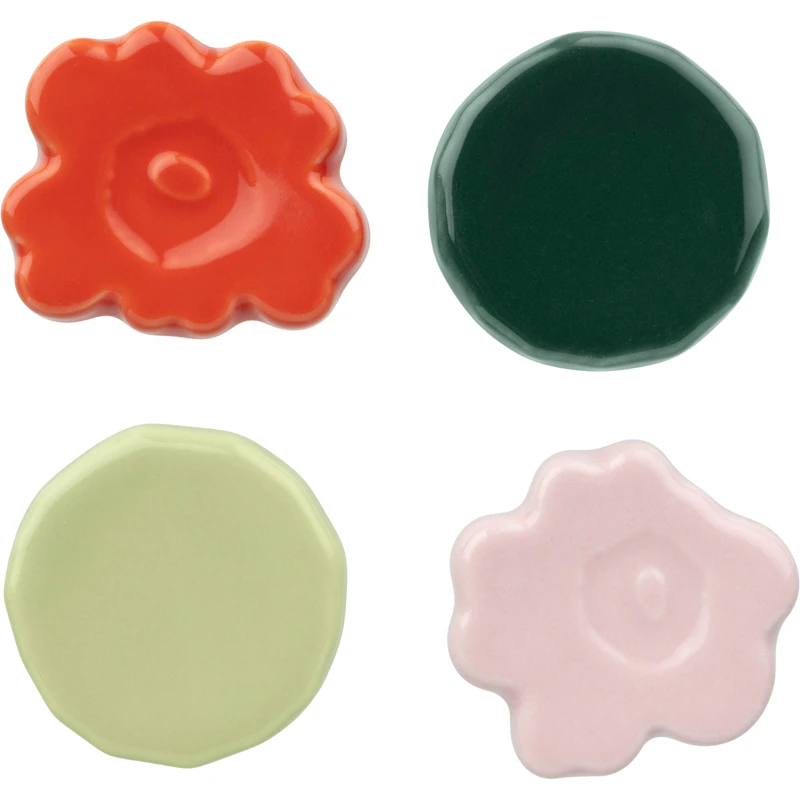 Unikko/Kivet Chopstick Stand 4-pack, Pink / Dark Green / Pear