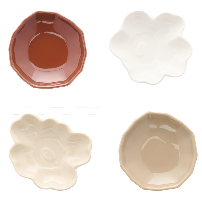 Unikko & Kivet Plate 4-pack, Light Brown / Chestnut