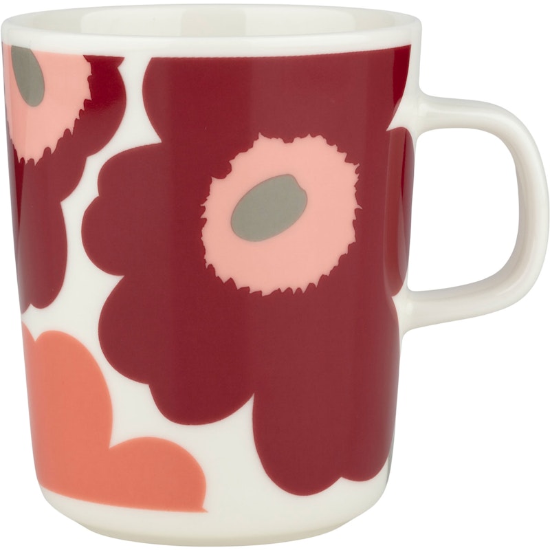 Oiva/Unikko Mug 25 cl, White / Salmon Red