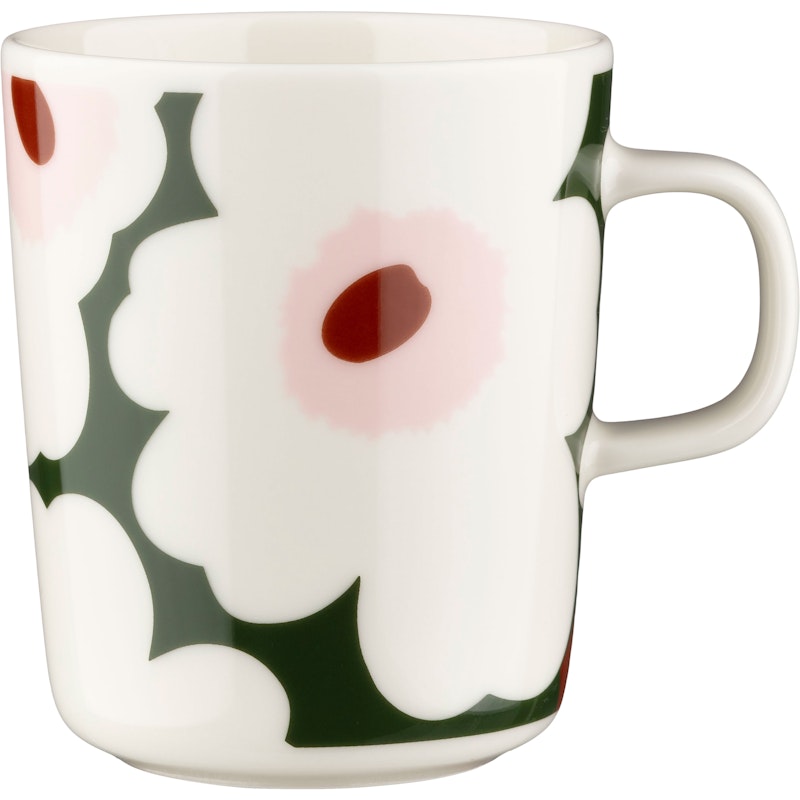 Oiva/Unikko Mug 25 cl, White / Pink / Dark Green