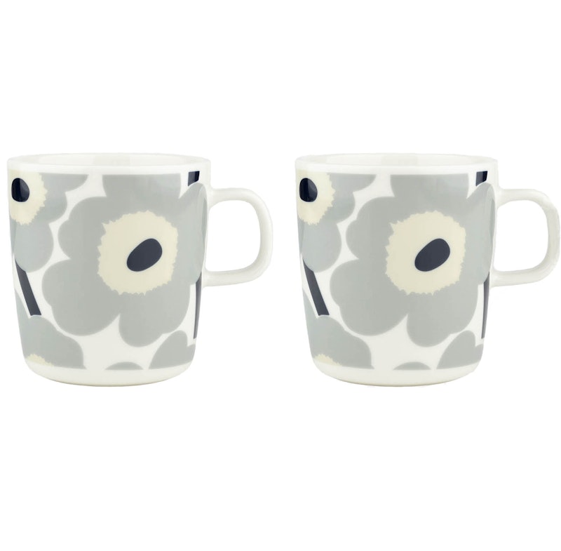 Unikko Mug 40 cl 2-pack, Light Grey/Off-white