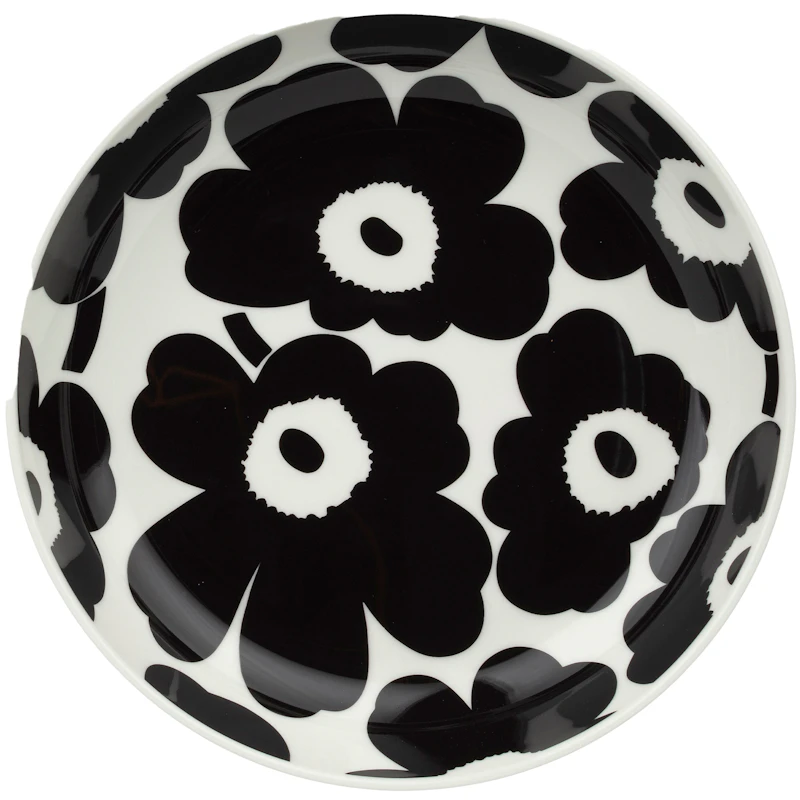 Unikko Deep Plate 20,5 cm, Black / White