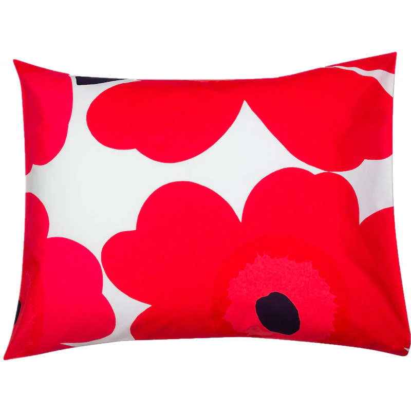 Unikko Pillowcase 50x60 cm, White / Red