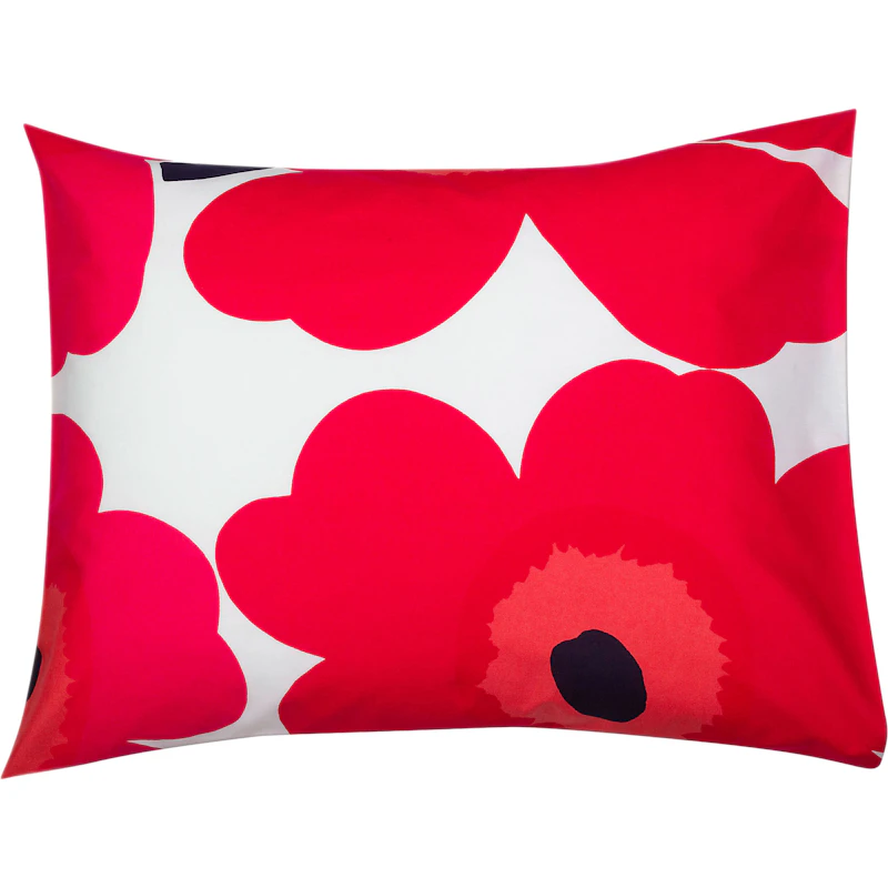 Unikko Pillowcase 50x70 cm, Red / White