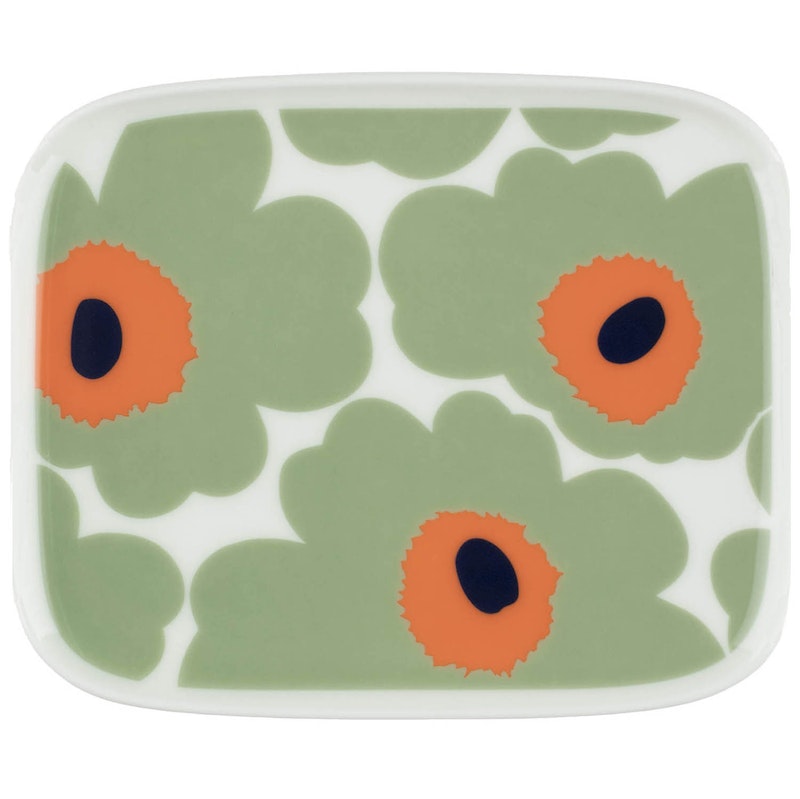 Oiva/Unikko Plate 12x15 cm, Black / Orange / Light Green