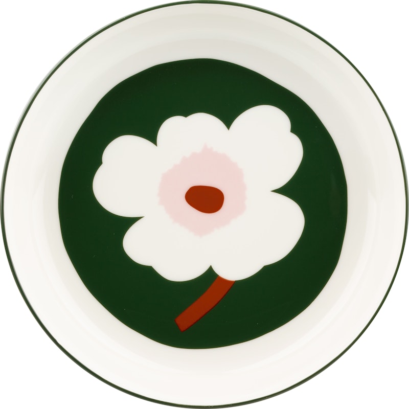 Unikko Serving Bowl 20,5 cm, White / Pink / Dark Green