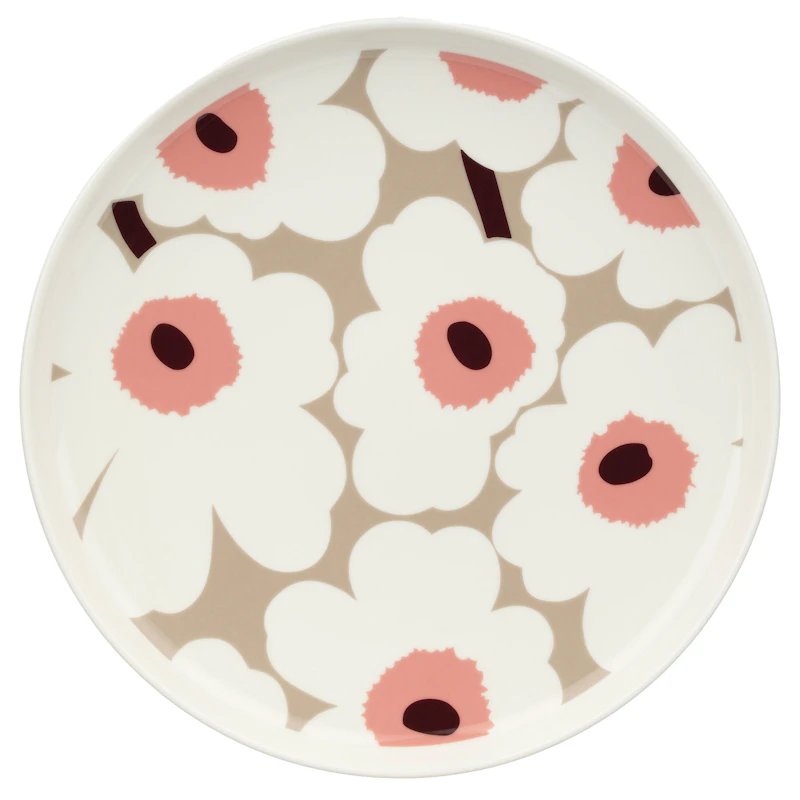 Unikko Plate Ø25 cm, Powder / Dark Wine / Clay