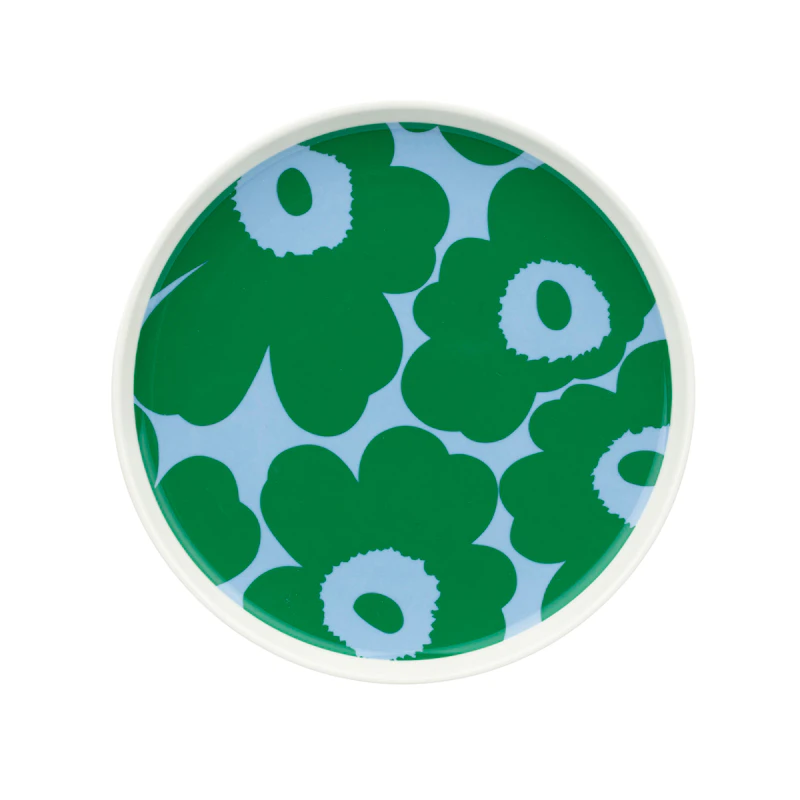 Unikko Plate 20 cm, White / Green / It Blue