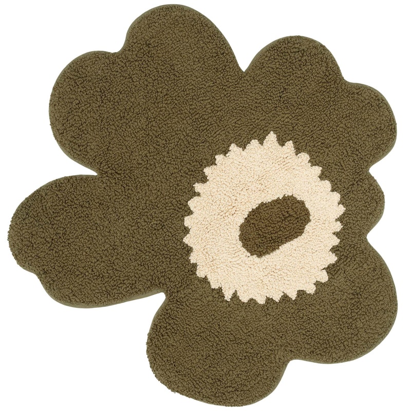 Unikko Terry Bath Rug 73X74 cm, Cream / Green Umber