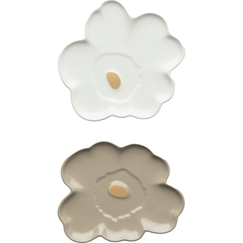 Unikko Shape Plate 13 cm 2-pack, White / Terra / Gold