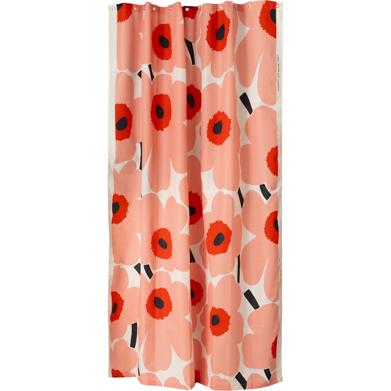 Unikko Shower Curtain 180x200 cm, Coral / Charcoal
