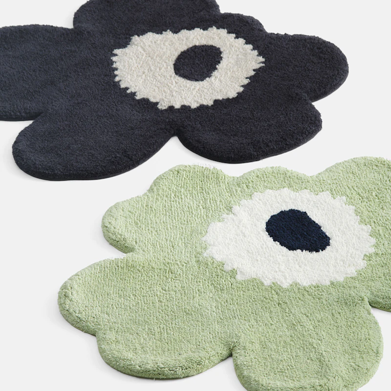 Unikko Terry Bath Rug 73X74 cm, Off-white/Charcoal | RoyalDesign.co.uk
