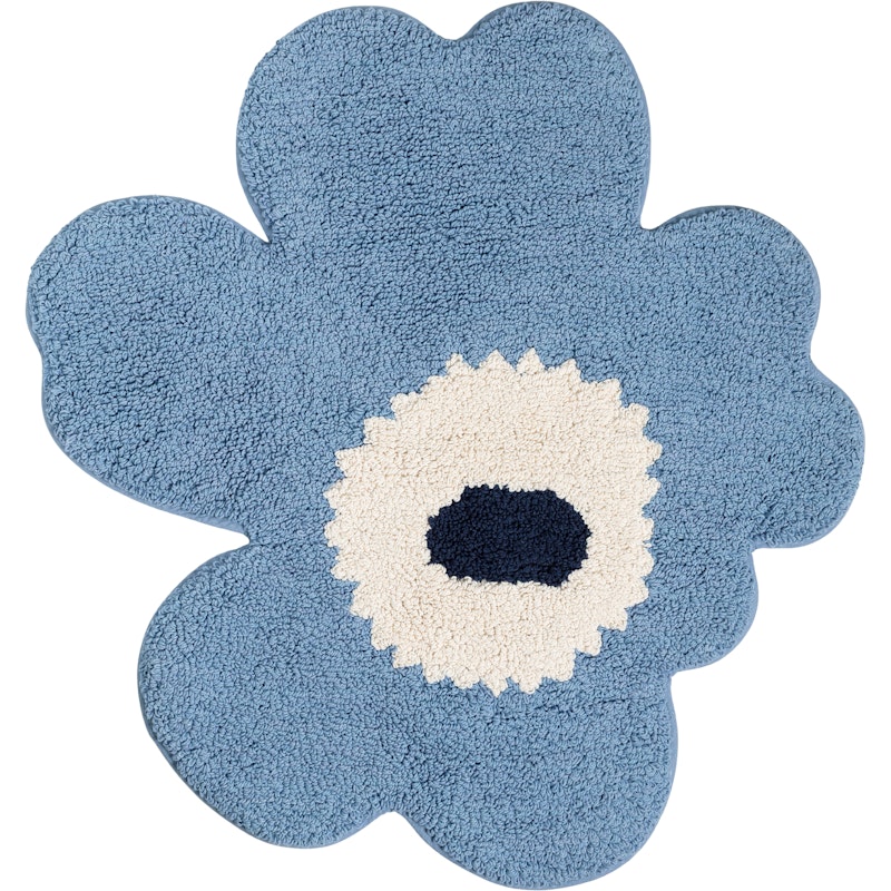 Unikko Terry Bath Rug 73X74 cm, Off-white / Light Blue / Navy