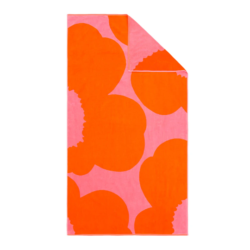 Unikko Towel 100x180 cm, Pink / Orange Red