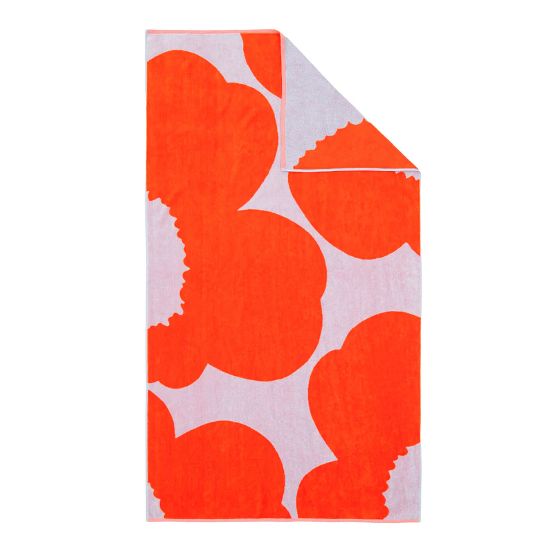 Unikko Towel 100x180 cm, Orange / White