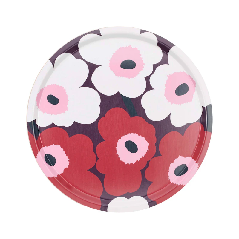Unikko Tray Ø46 cm, Plum / Cranberry / Pink