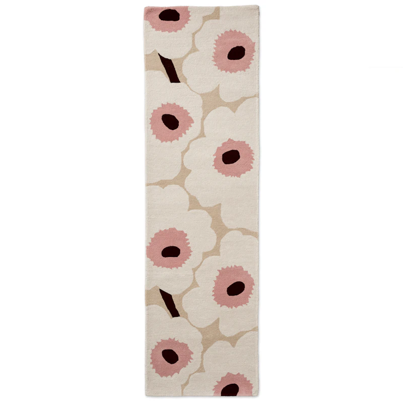 Unikko Wool Rug 80x300 cm, Beige/Pink