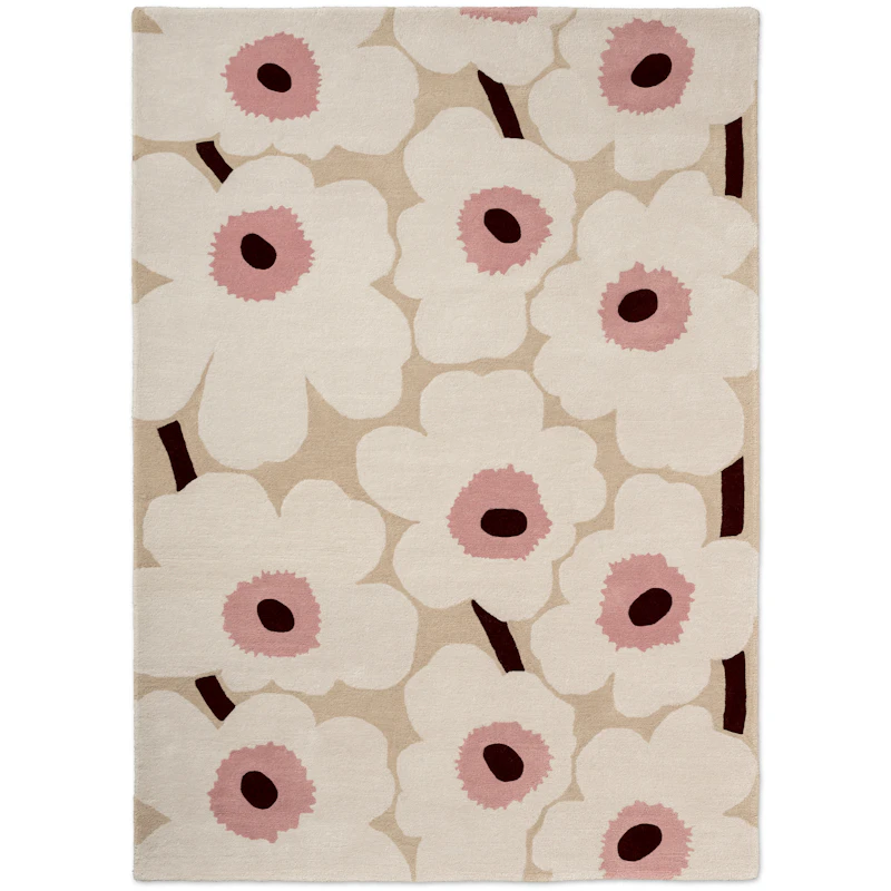 Unikko Wool Rug 250x350 cm, Beige/Pink