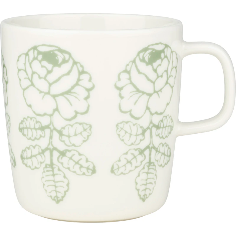 Wedding Rose Mug 40 cl, White / Sage