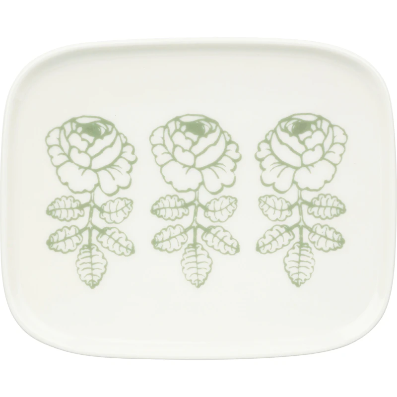 Wedding Rose Plate 12x15 cm, White / Sage
