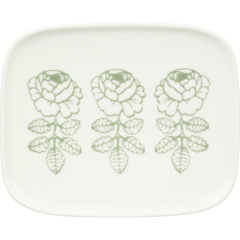 Wedding Rose Plate 12x15 cm, White / Sage
