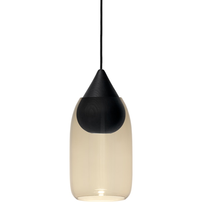 Liuku Drop Pendant, Black Stained Linden Wood / Smoked Glass