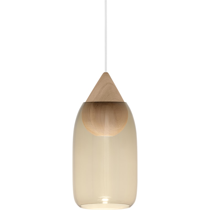 Liuku Drop Pendant, Matt Lacquered Linden Wood / Smoked Glass