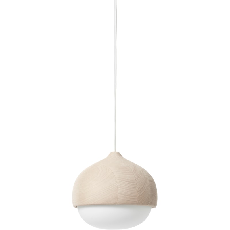 Terho Pendant Matt Lacquered Linden Wood / Opal Glass, 24 cm