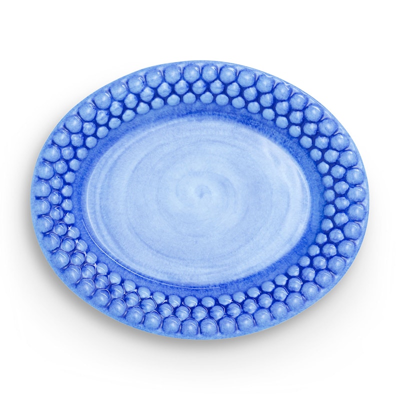 Bubbles Oval Plate 20 cm, Light Blue