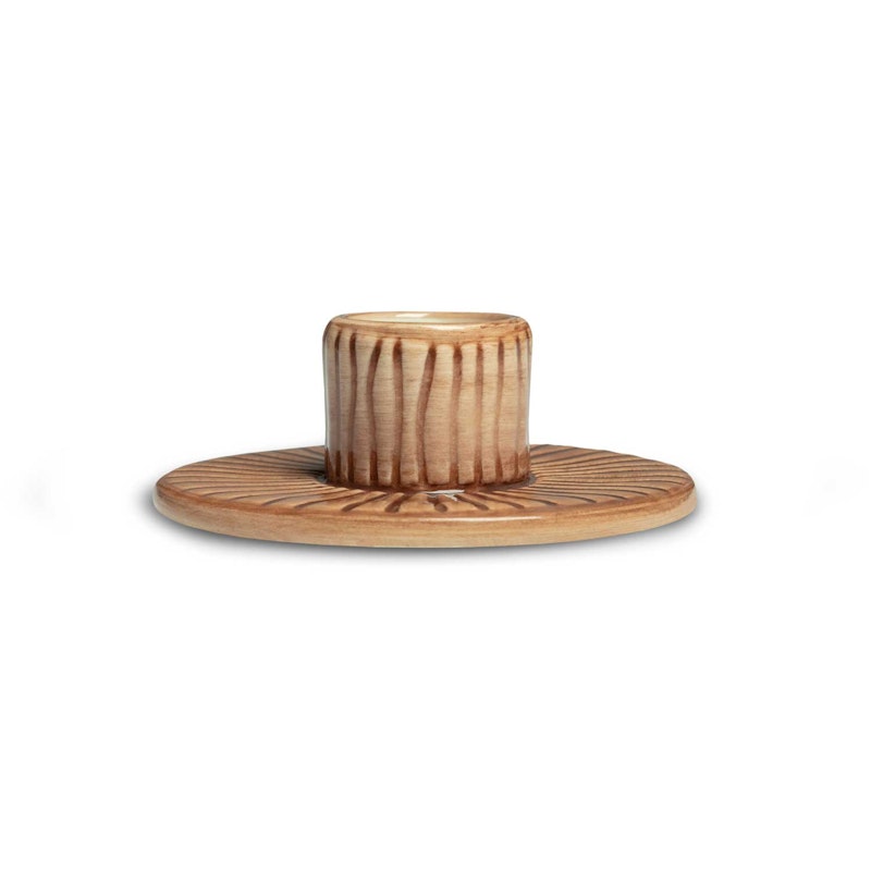 Stripes Candle Holder 8 cm, Cinnamon